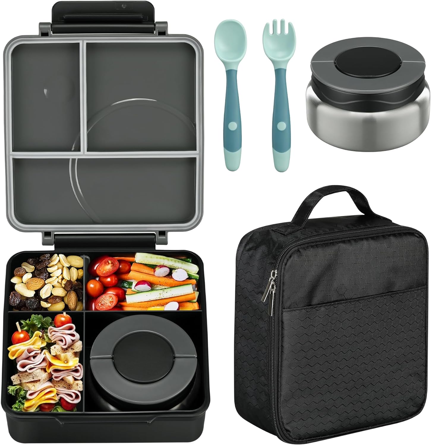 Bento Lunch Box Set for Kids with 8oz Soup Thermo, Leak-Proof Lunch Containers w...