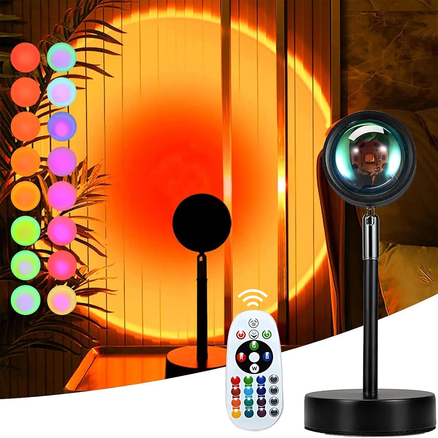 Mydethun 16 Colors Sunset Lamp Projector - 360 Degree Rotation, Remote Control,...
