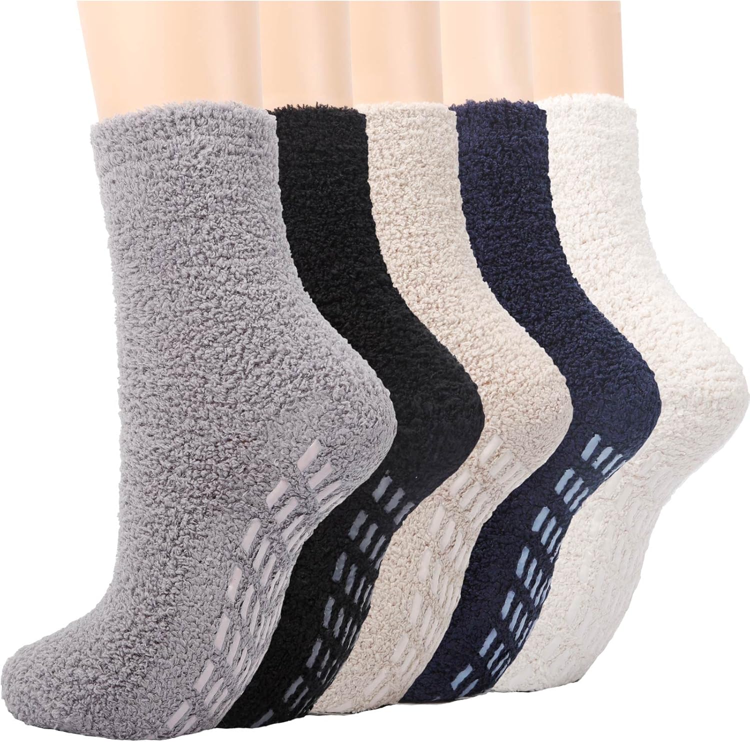 Fluffy Slipper Socks for Women and Girls, 5 Pairs Warm Cosy Bed Fuzzy Socks with...