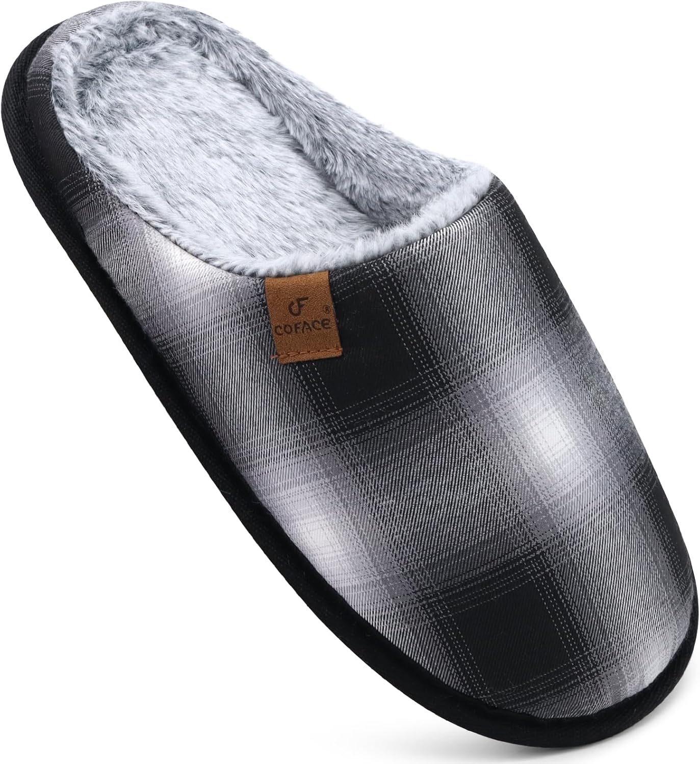 COFACE Mens Memory Foam Slippers Slip On Warm Fluffy House Indoor/Outdoor Shoes...