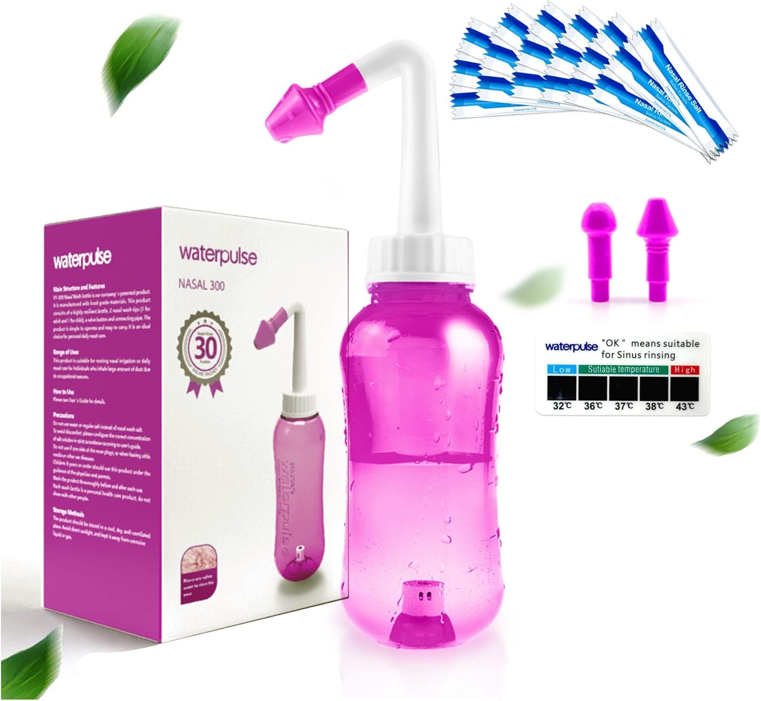 Neti Pot, Sinus Rinse Bottle 300ml, Nose Cleaner, Nasal Irrigation System with 3...