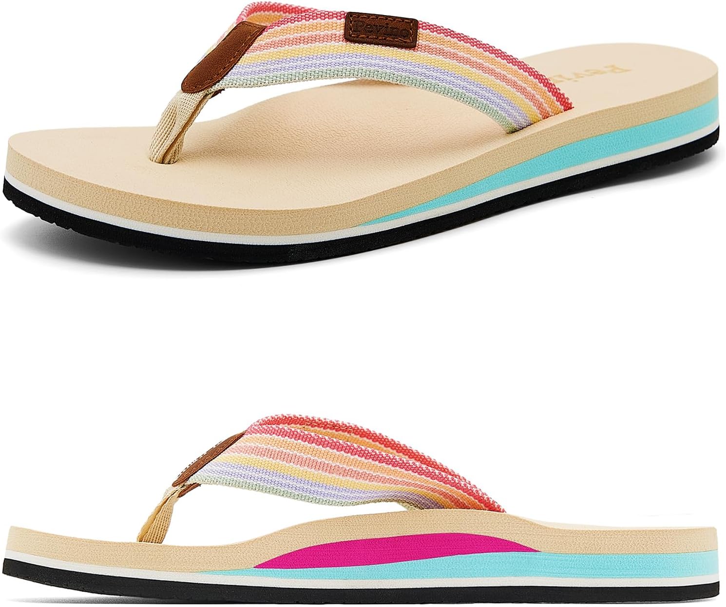 Pevino Women's Orthotic Flip Flops,Casual Comfortable Yoga Mat Thong Sandal with...