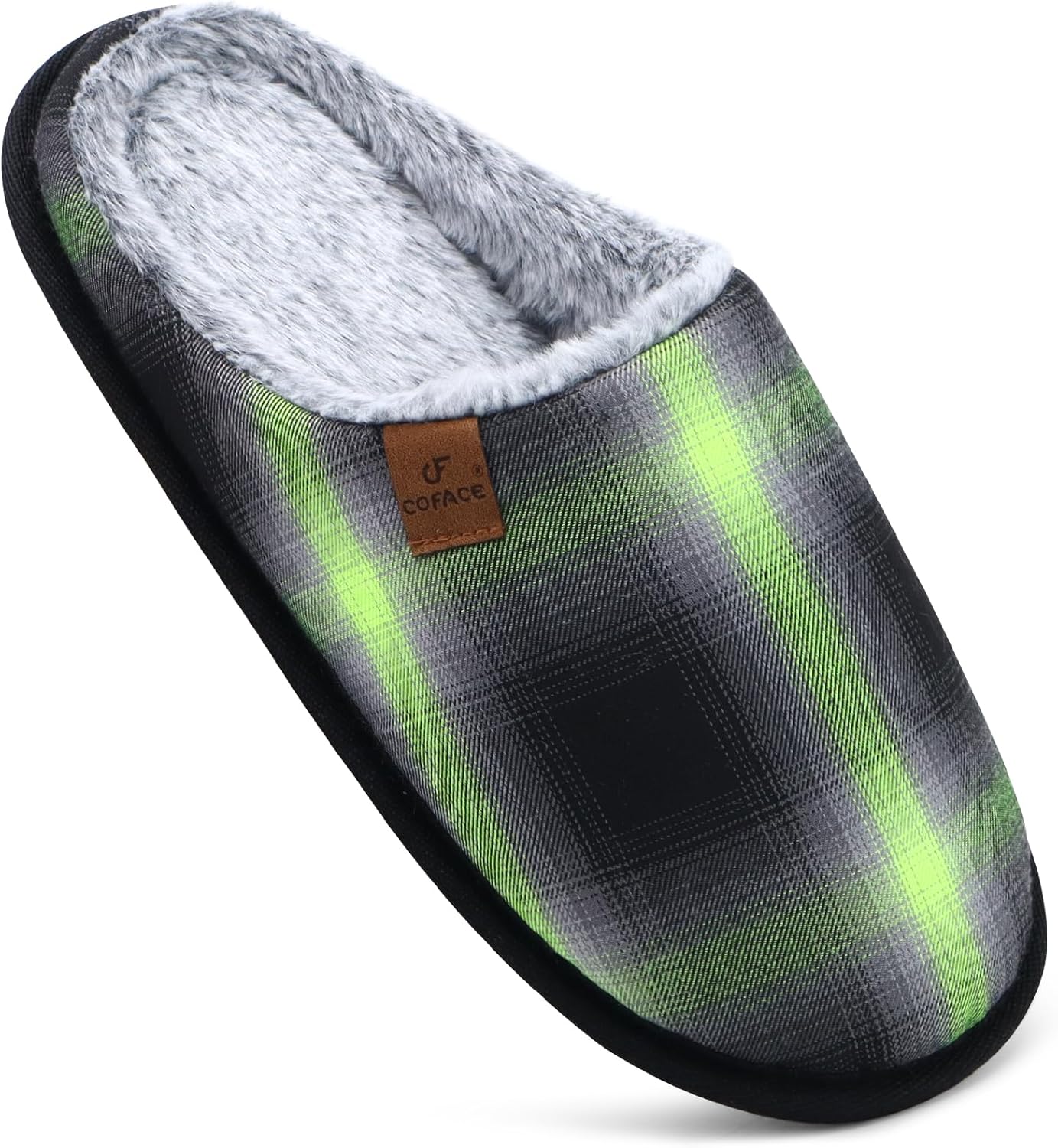 COFACE Mens Memory Foam Slippers Slip On Warm Fluffy House Indoor/Outdoor Shoes...