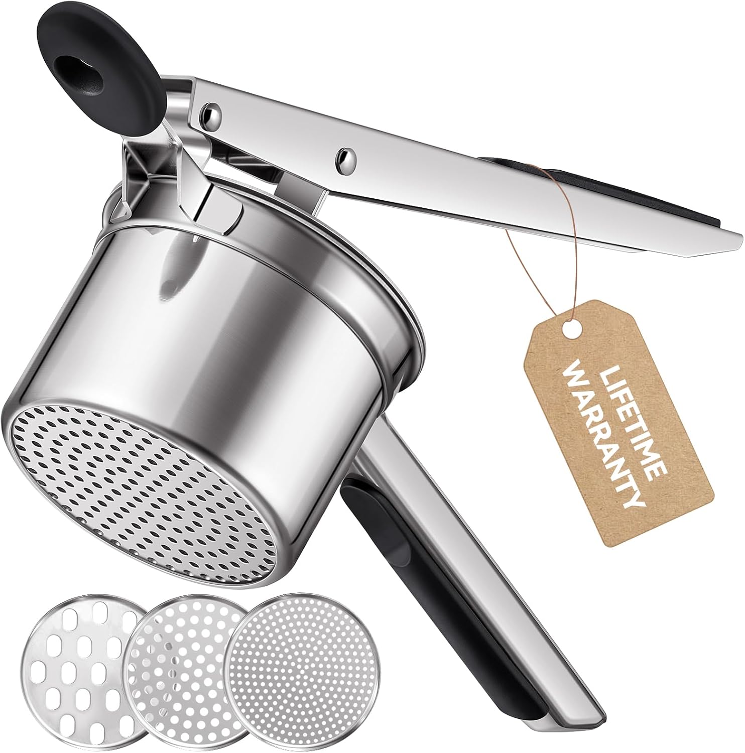 Potato Ricer, Sopito Stainless Steel Potato Masher with 3 Interchangable Discs a...