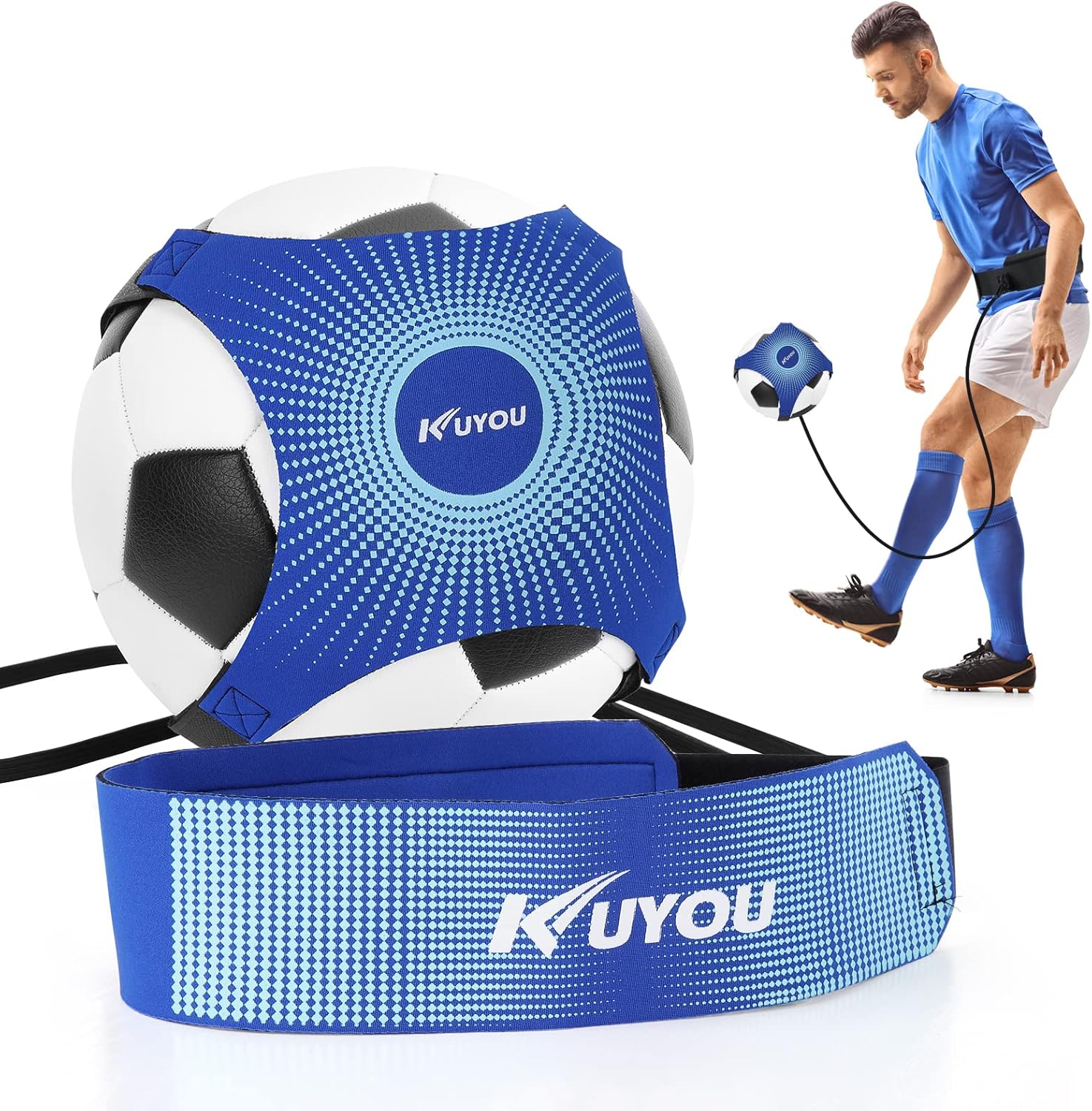 KUYOU Football Kick Trainer Soccer Training Aid for Kids Adults, Football Traini...