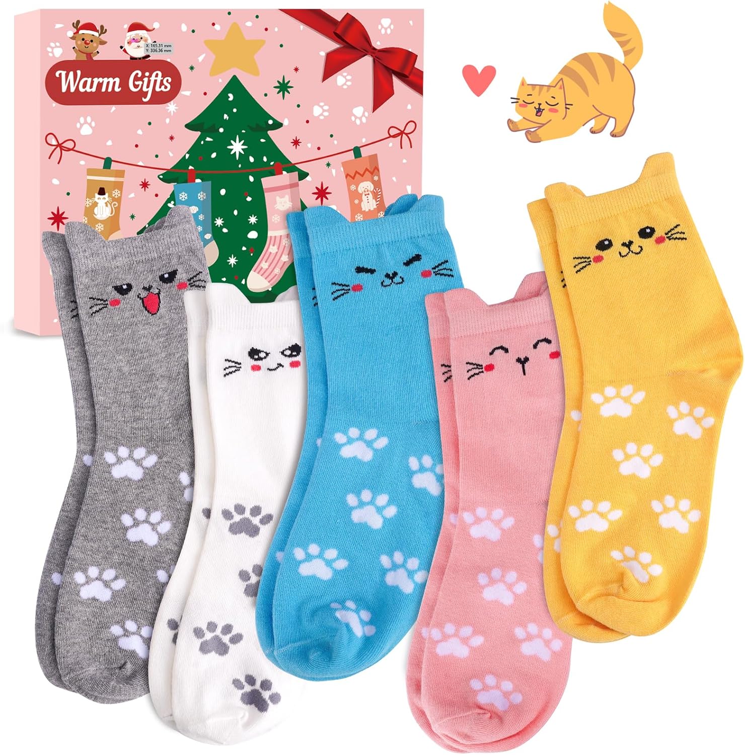 Cat Socks Womens Christmas Gifts - Funny Cute Animal Ladies Socks Womens Cotton...