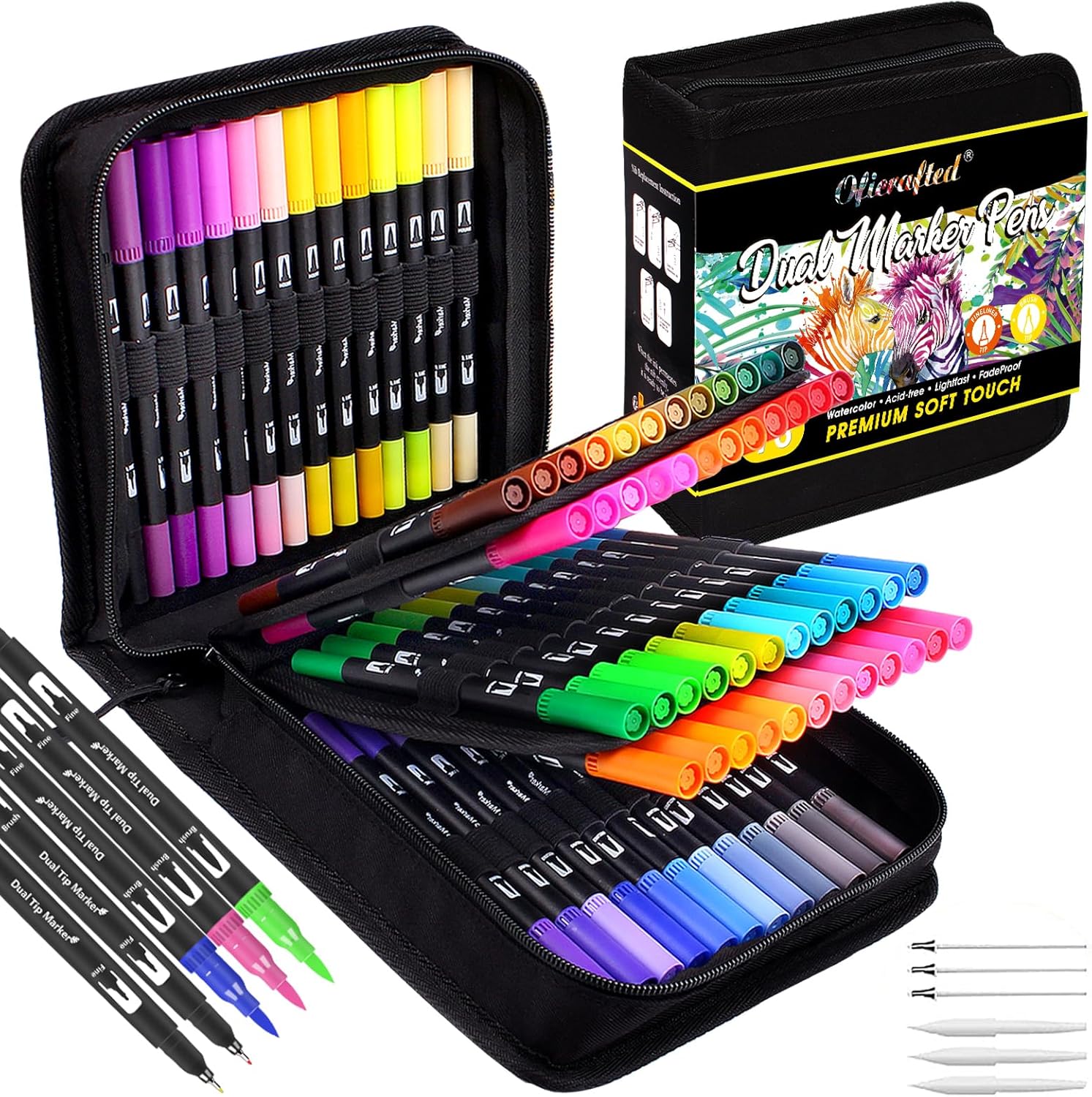 76 Colors Dual Tip Brush Pens with Brush Tip and Fine Tip for Artists Adult, Col...