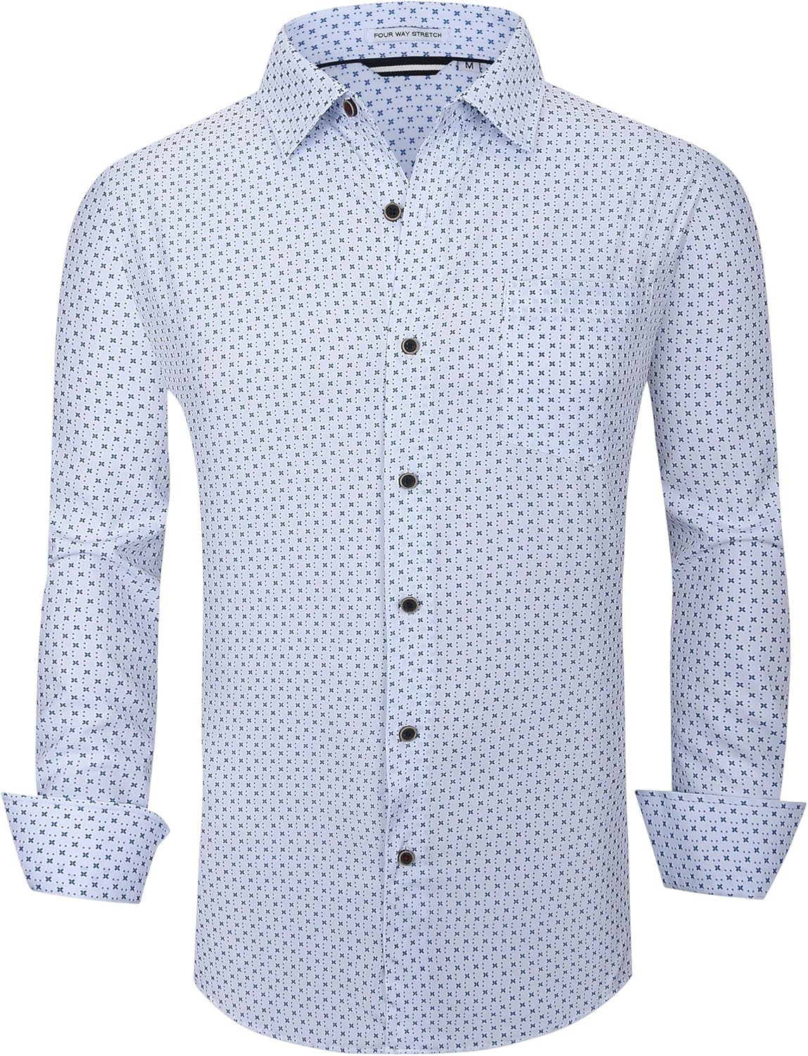WARHORSEE Mens Casual Button Down Dress Shirts Long Sleeve 4-Way Stretch Collare...