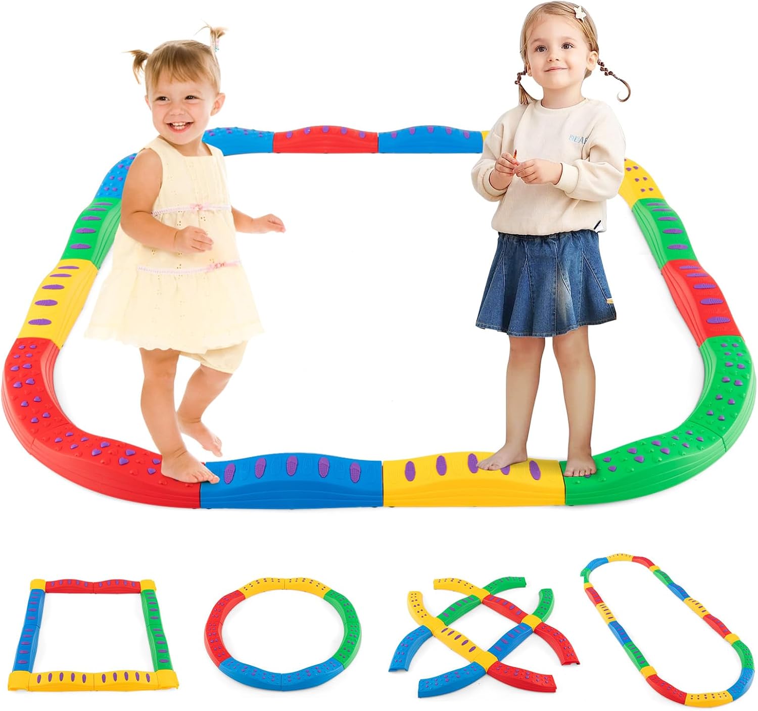 INFANS Kids Balance Beam Stepping Stones Set, 20 PCS Montessori Obstacle Course...