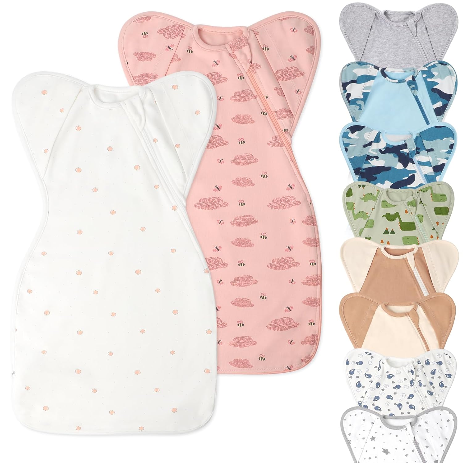 Swaddle Blanket Sleep Sack with Arms Up Design 2 Packs, Hands Up Sleeping Sack 3...