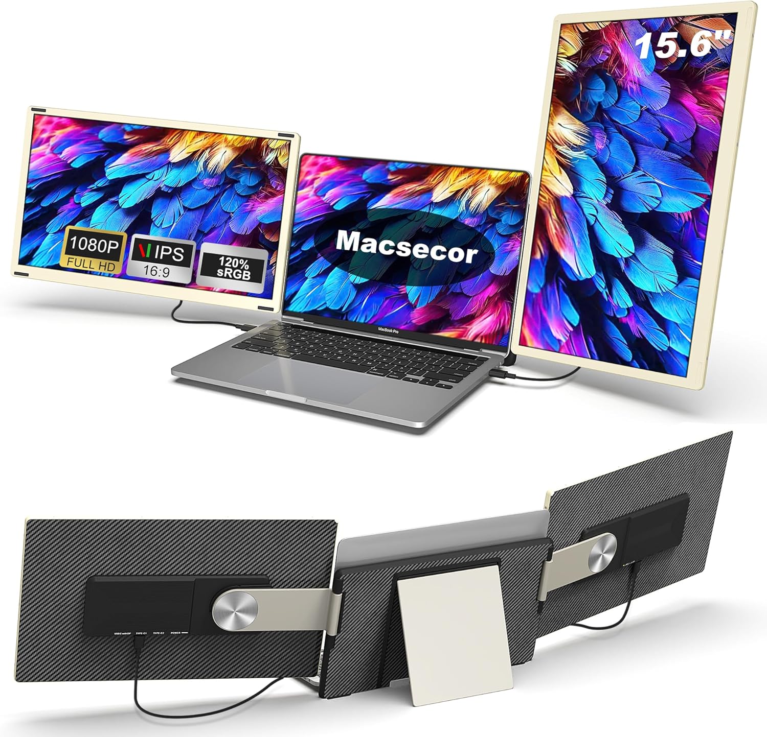 Laptop Screen Extender, 15.6" FHD 1080P Triple Portable Monitor for Laptop, DIY...