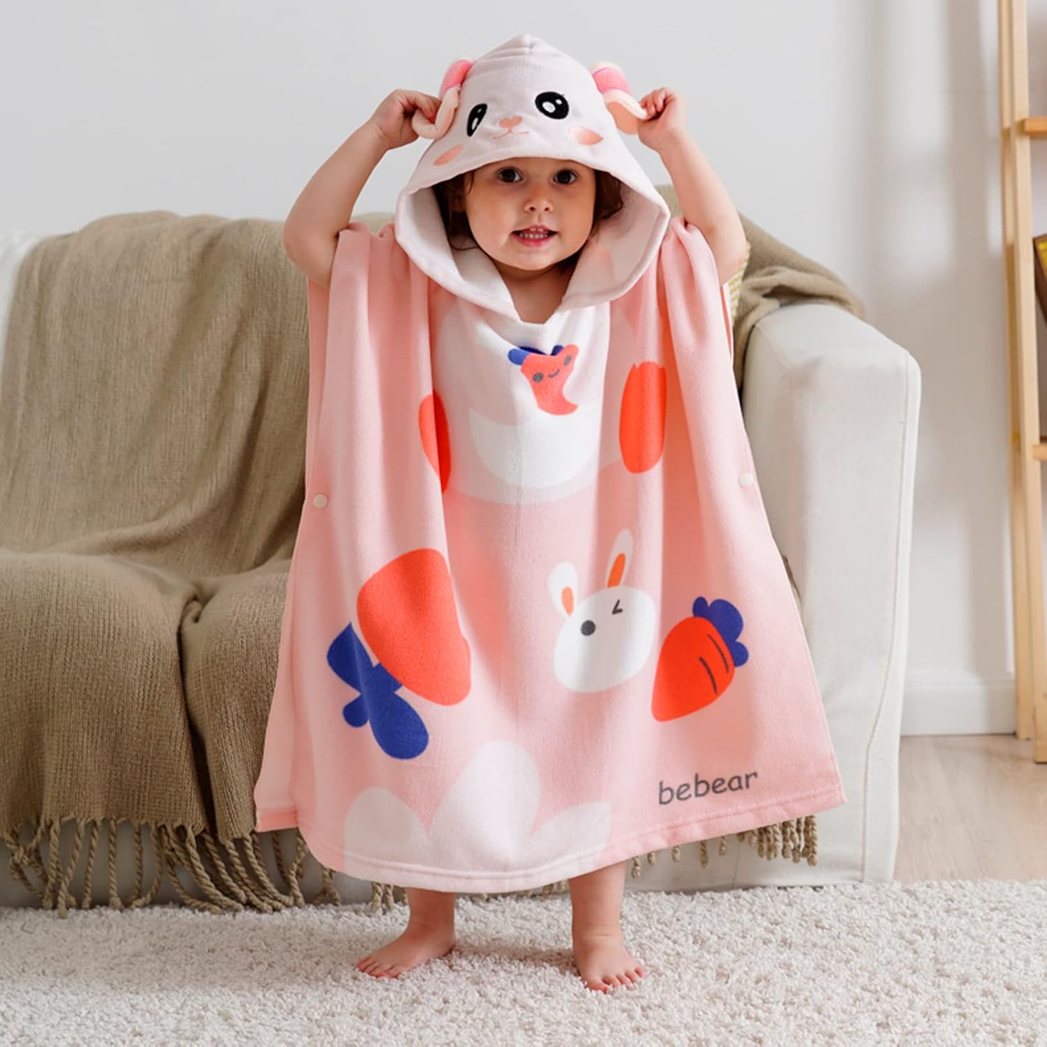 Bebamour Baby Hooded Towels Wearable Hooded Towel for Boys Girls Absorbent Hoode...
