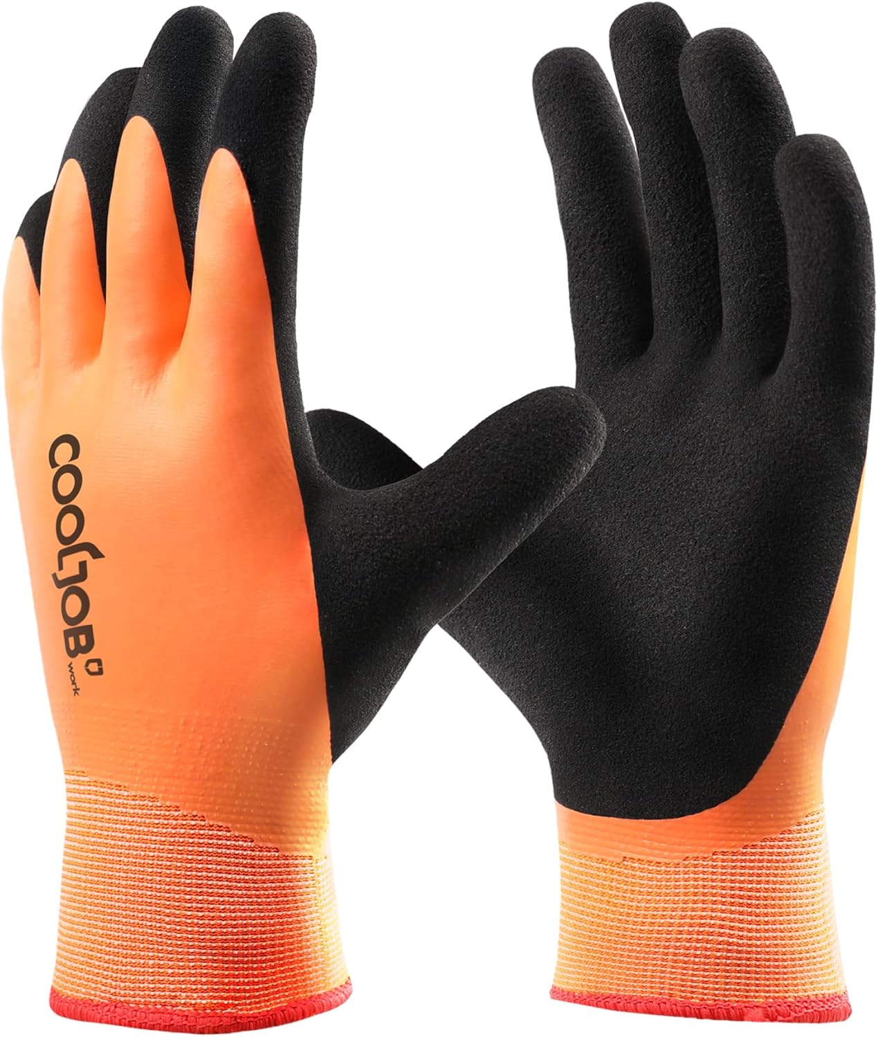 COOLJOB Waterproof Work Gloves for Winter, Grip Thermal Work Gloves with Double...
