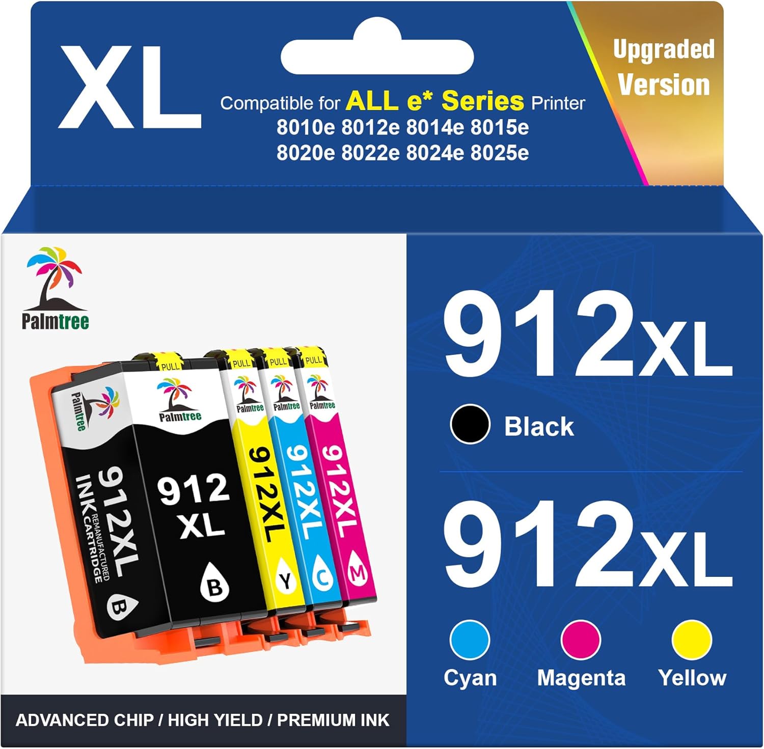 Palmtree Remanufactured 912XL Ink Cartridges Multipack Compatible for HP 912 Ink...