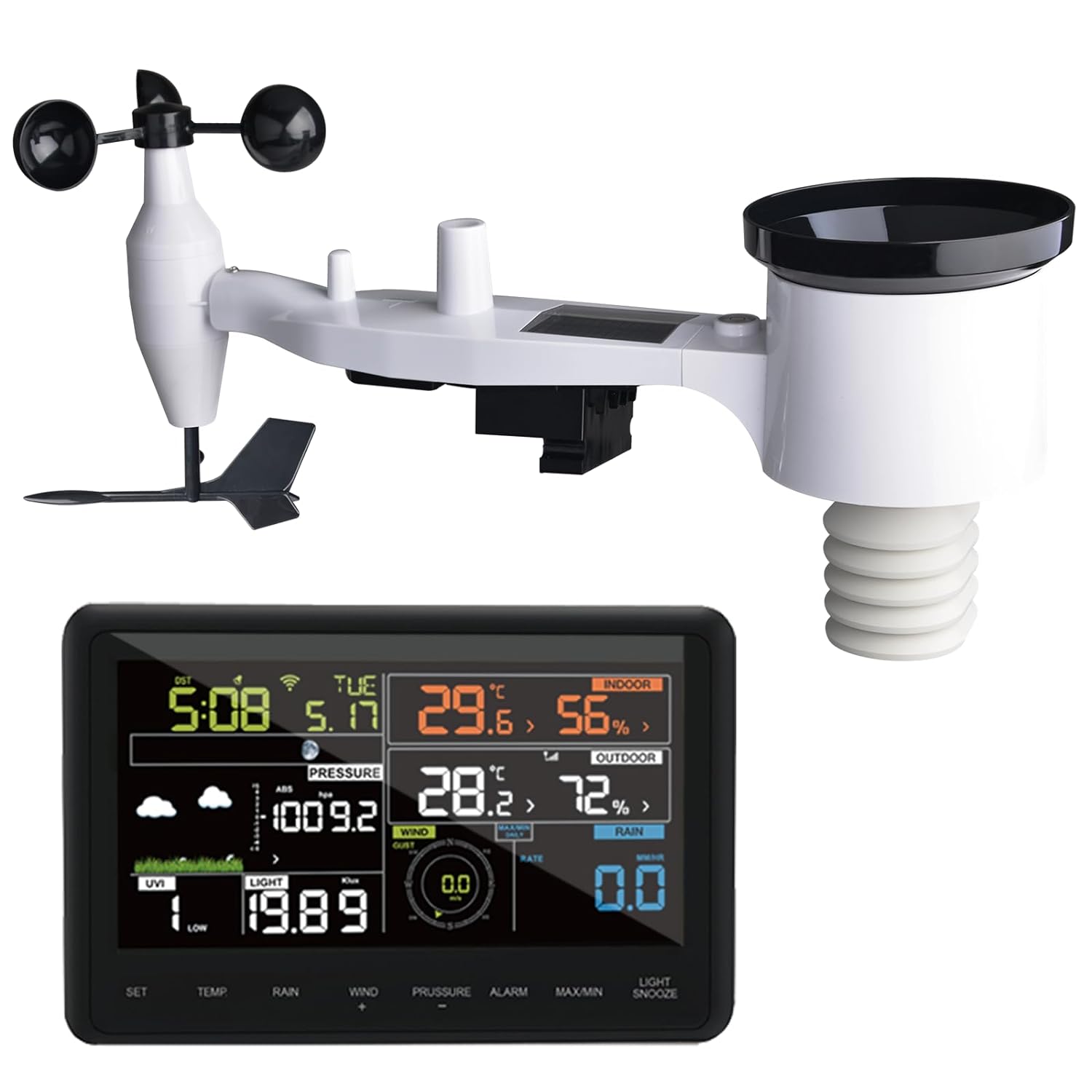 ECOWITT WS2910 Weather Stations, Wireless Outdoor Solar Powered 7 in 1 Weather S...