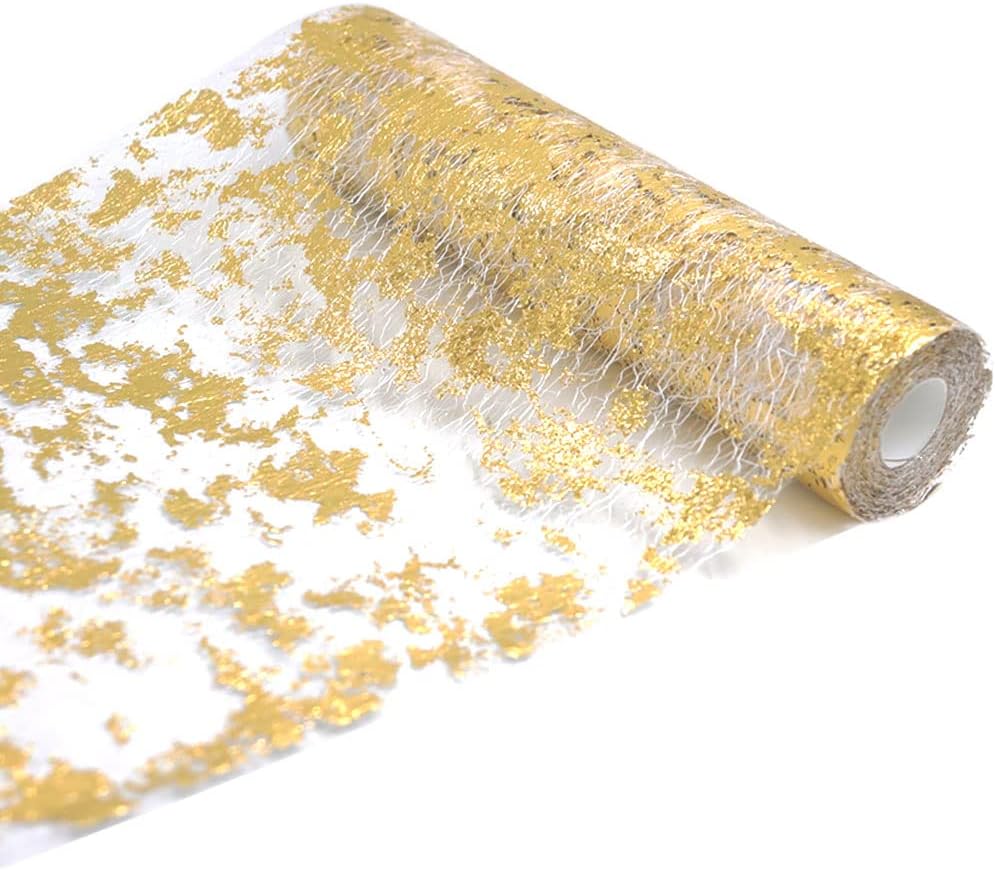 5M Gold Metallic Table Runner, 28cm width Gold Foil Table Cloth, Gift Floral DIY...