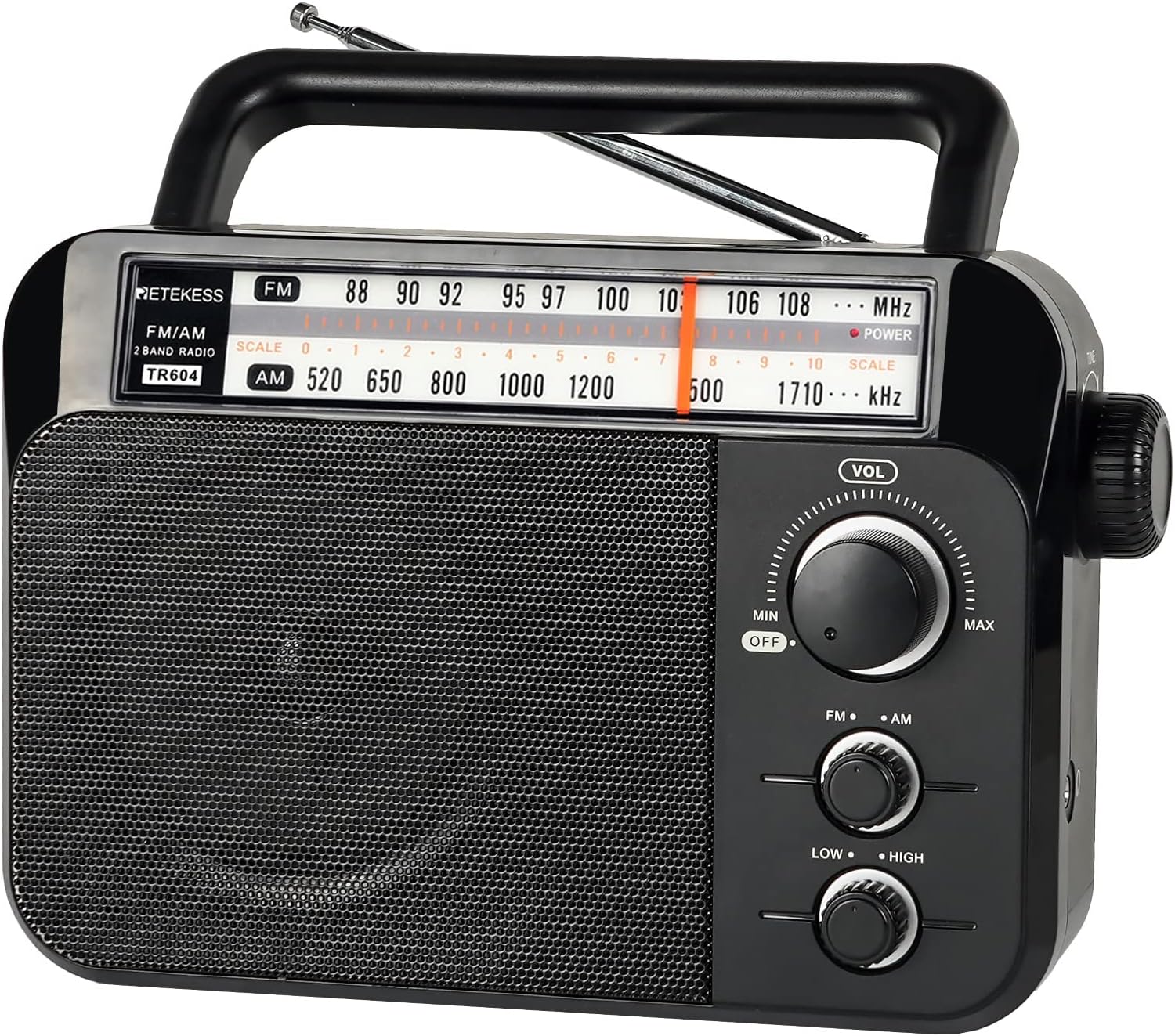 Retekess TR604 Portable Radio,FM AM Radio,Large Display,Large Knob,Clear Sound Q...