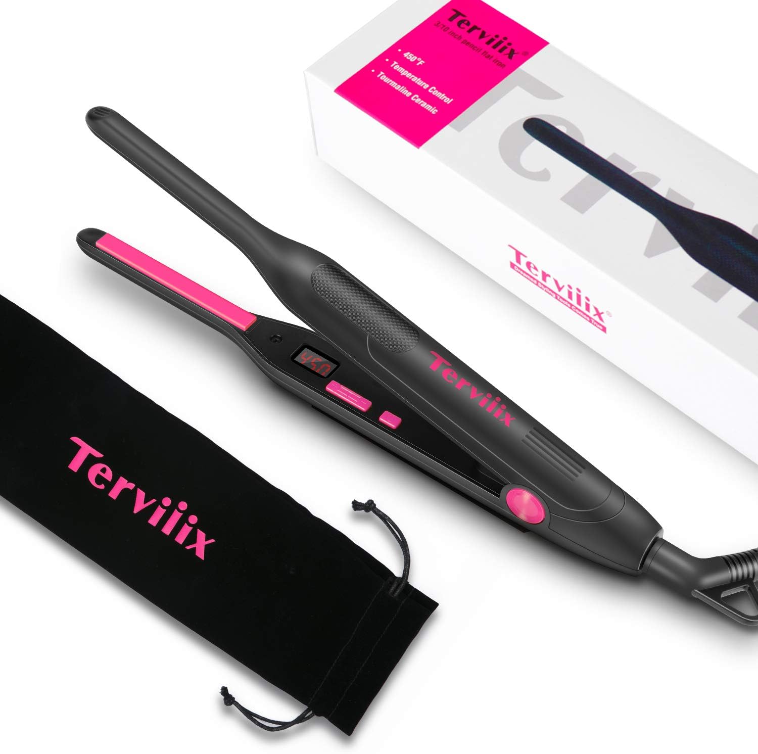 Terviiix Pencil Flat Iron, Small Flat Irons for Short Hair, Beard and Pixie Cut,...