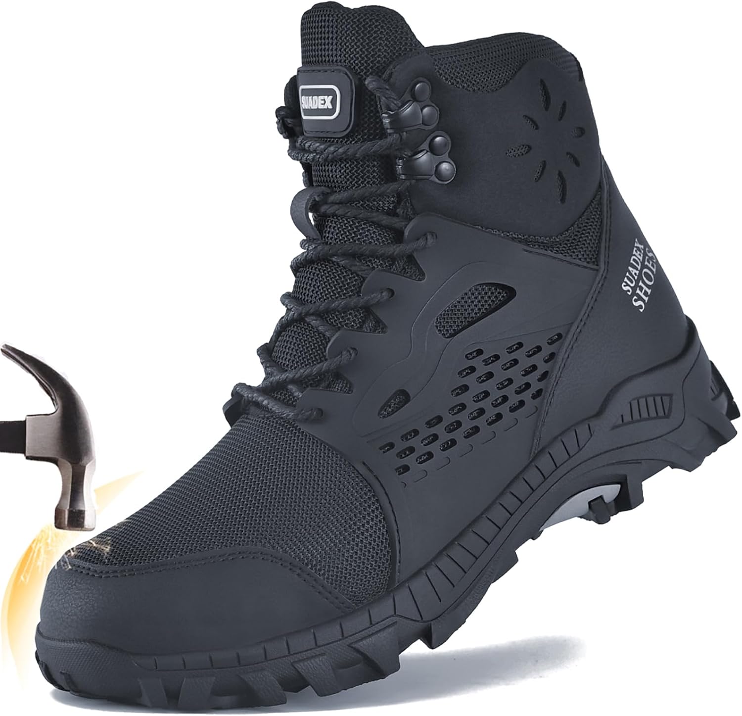 SUADEX Steel Toe Boots for Men Waterproof Work Construction Boots for Women Inde...