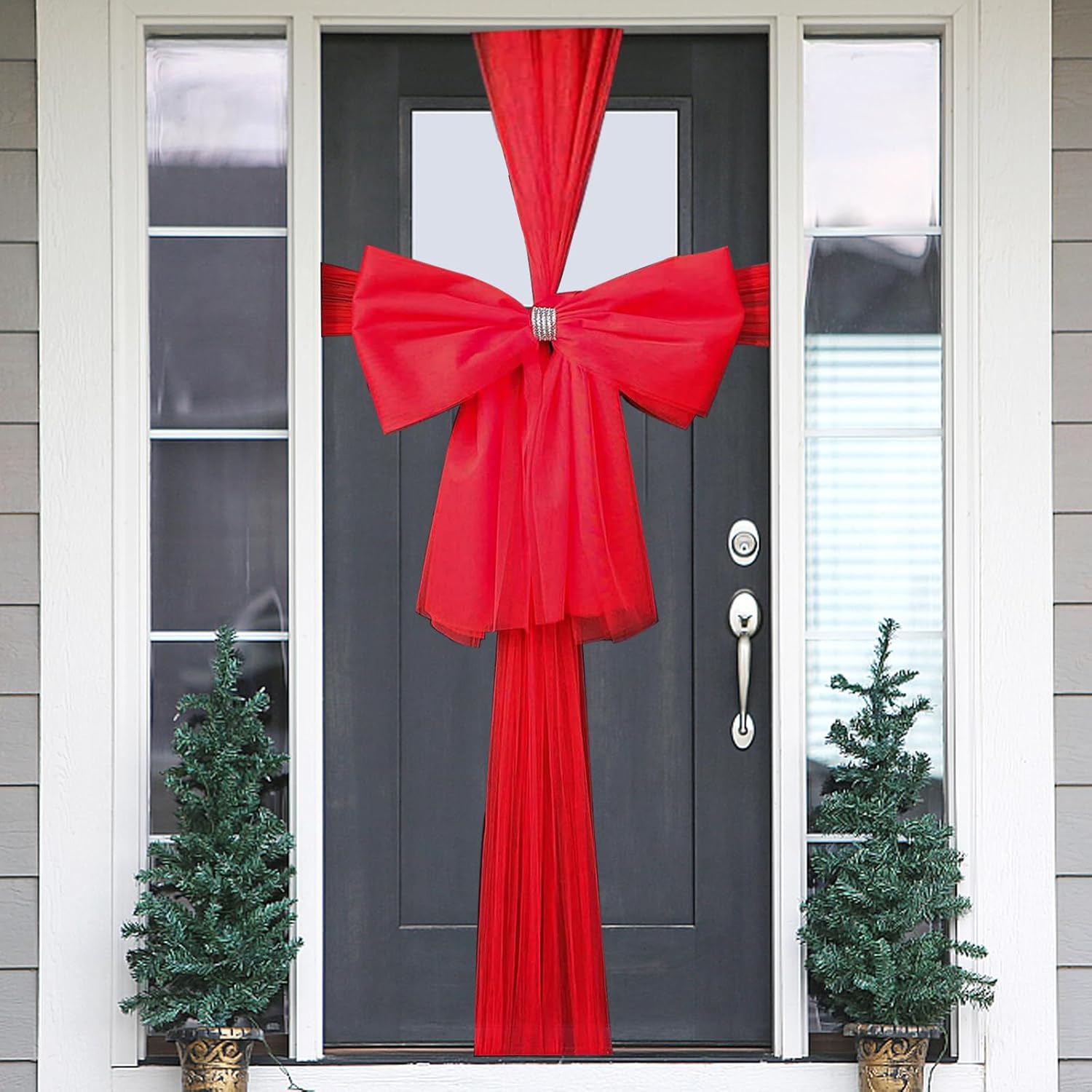 Fox·Bunny Christmas Door Bow, Christmas Door Decorations, DIY Decorative Door Bo...