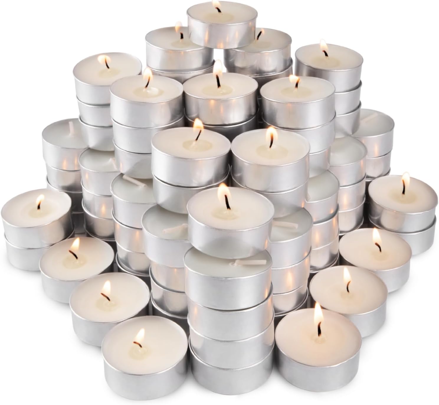 100-Pack Unscented Tea Lights Candles|4 Hour White Smokeless Tealight Candles|in...