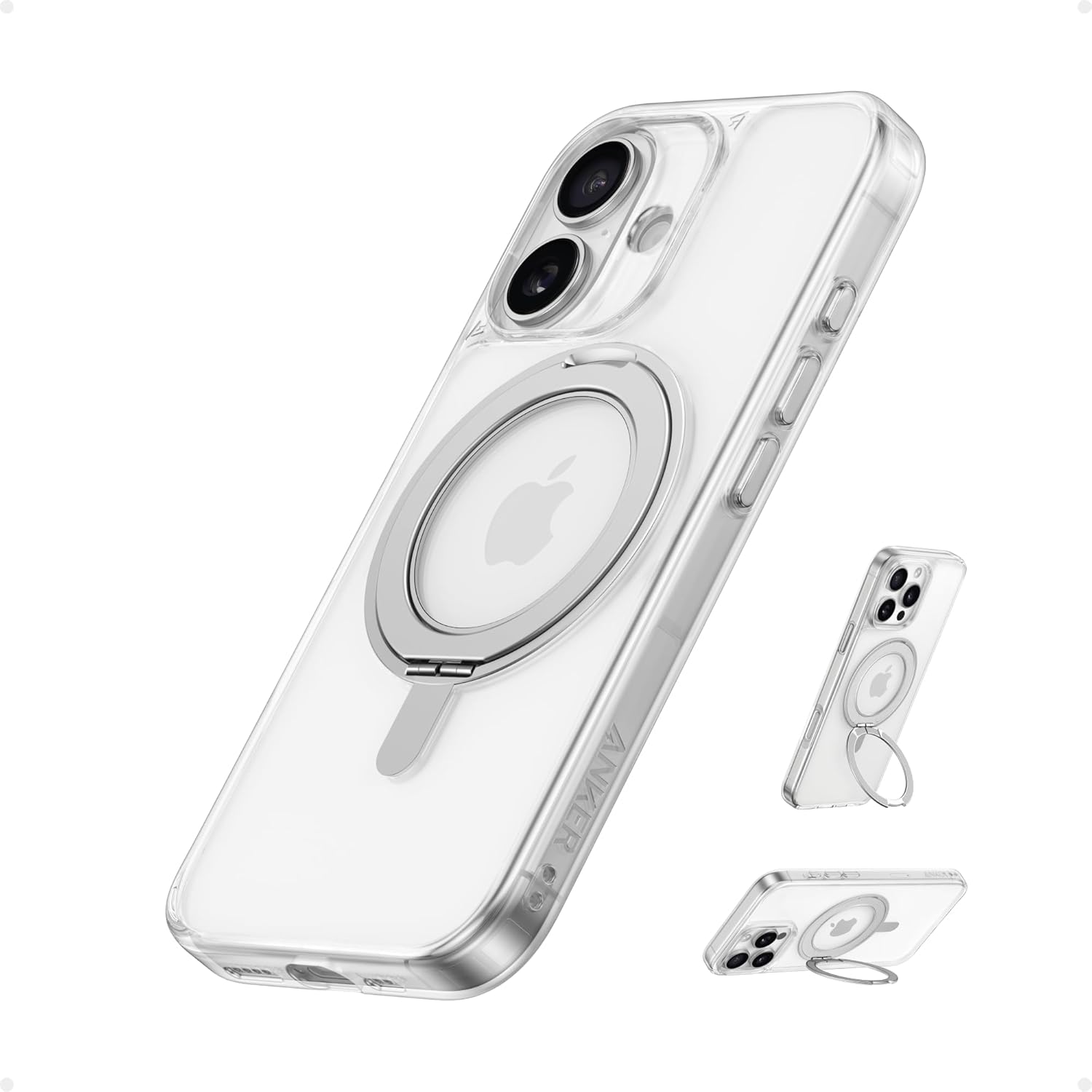 Anker Ultra Magnetic for iPhone 16 Plus Case with Sturdy 360° Ring Stand, Milita...