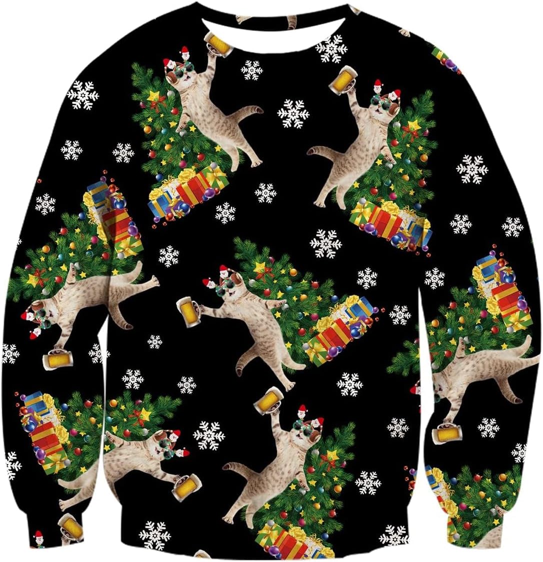 Belovecol Unsiex Ugly Christmas Pullover Sweatshirts 3D Print Novelty Xmas Long...
