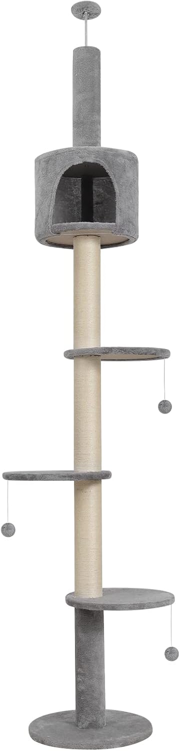 ARTETHYS Floor to Ceiling Cat Tree, 260cm Tall Cat Tree for Indoor Cats with Scr...