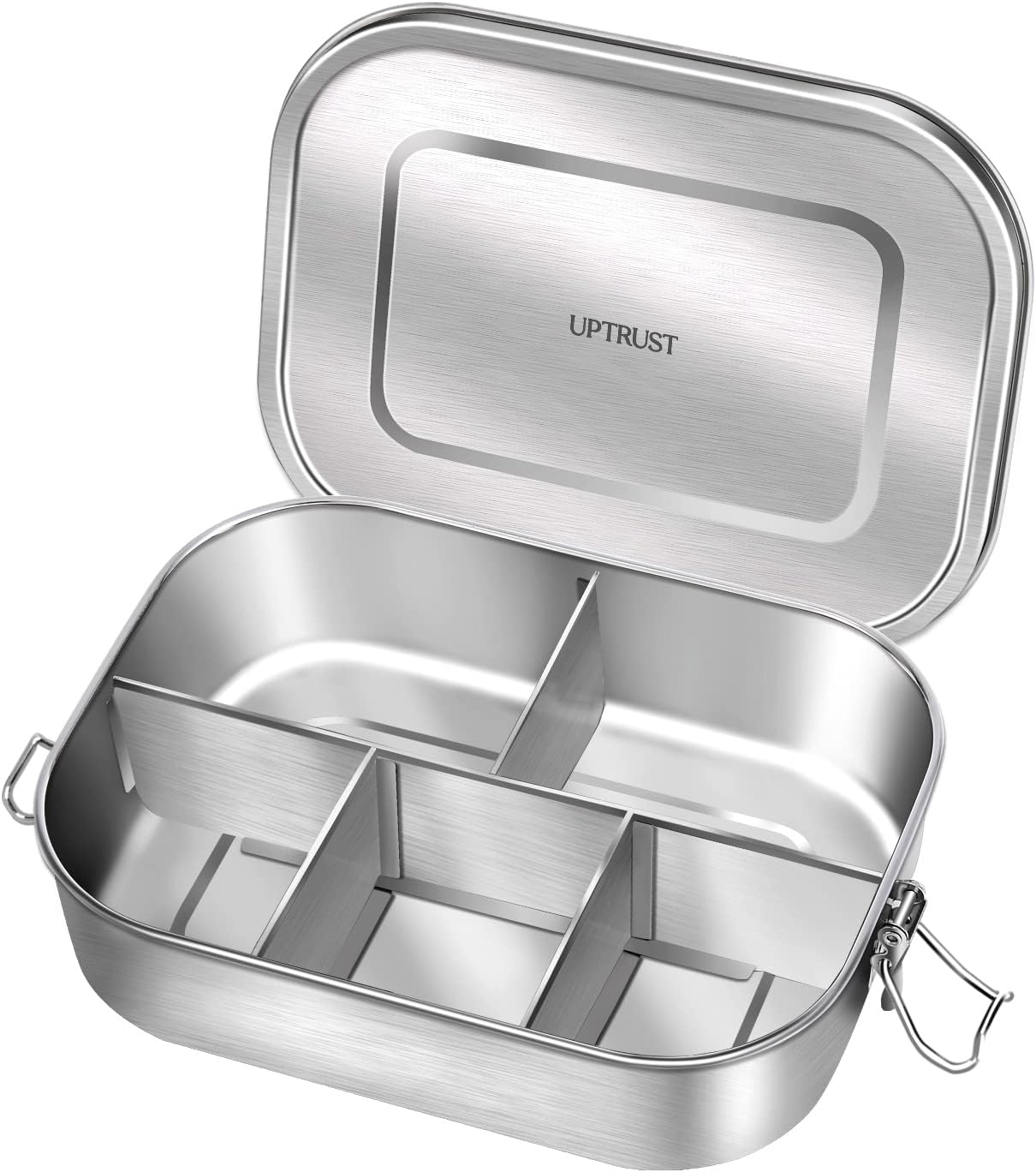 UPTRUST Stainless Steel Bento Lunch Food Box Container, 5-Compartment Large 1400...
