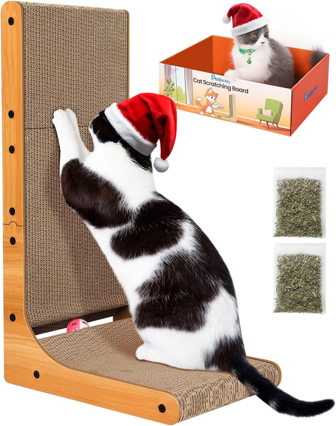 Petslucent Cat Scratcher, 26.8 Inch L Shape Cat Scratching board with Box, Cat S...
