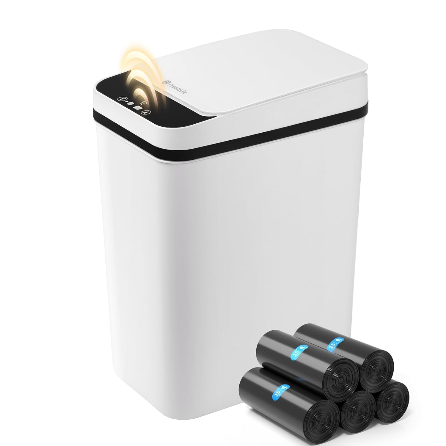 Bathroom Garbage Can with Lid, 2.6 Gallon Diaper Trash Can, Automatic Trash Cans...