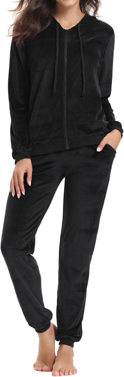 Aottori Women Tracksuit Set Velour Lounge Wear UK Ladies Velvet Long Sleeve Full...