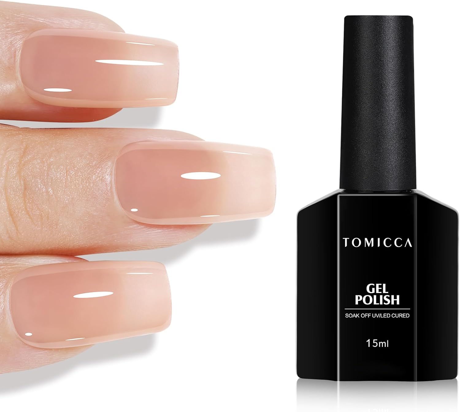 TOMICCA Sheer Nude Gel Polish, 15ml Jelly Natural Tone Translucent Color UV Led...