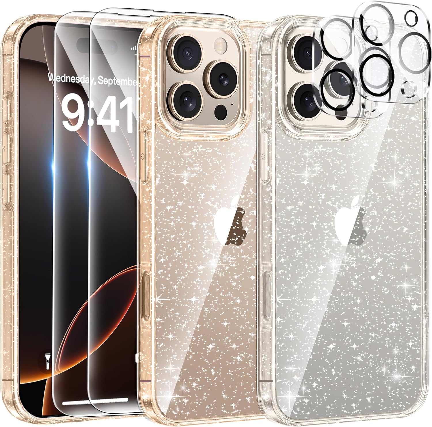 AROYI 5 in 1 Clear Glitter Case Compatible with iP...