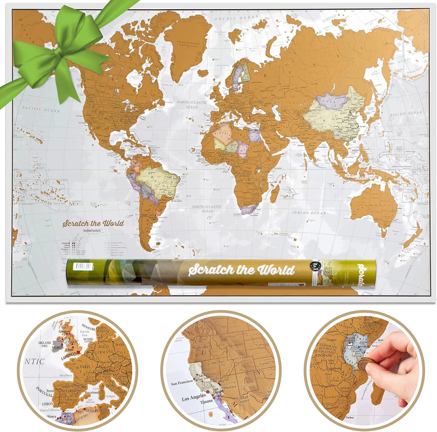Scratch The World® Travel Map - Scratch Off World Map Poster with Gift Tube - X-...