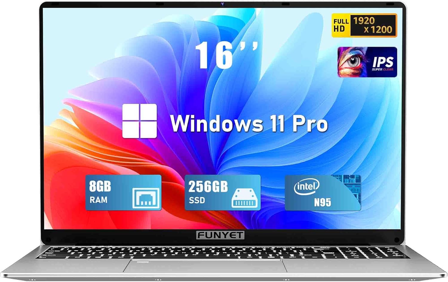 16 Inch Laptop Computer, Gaming Laptop, 8GB RAM 256GB SSD, Intel 12th Gen N95 Pr...