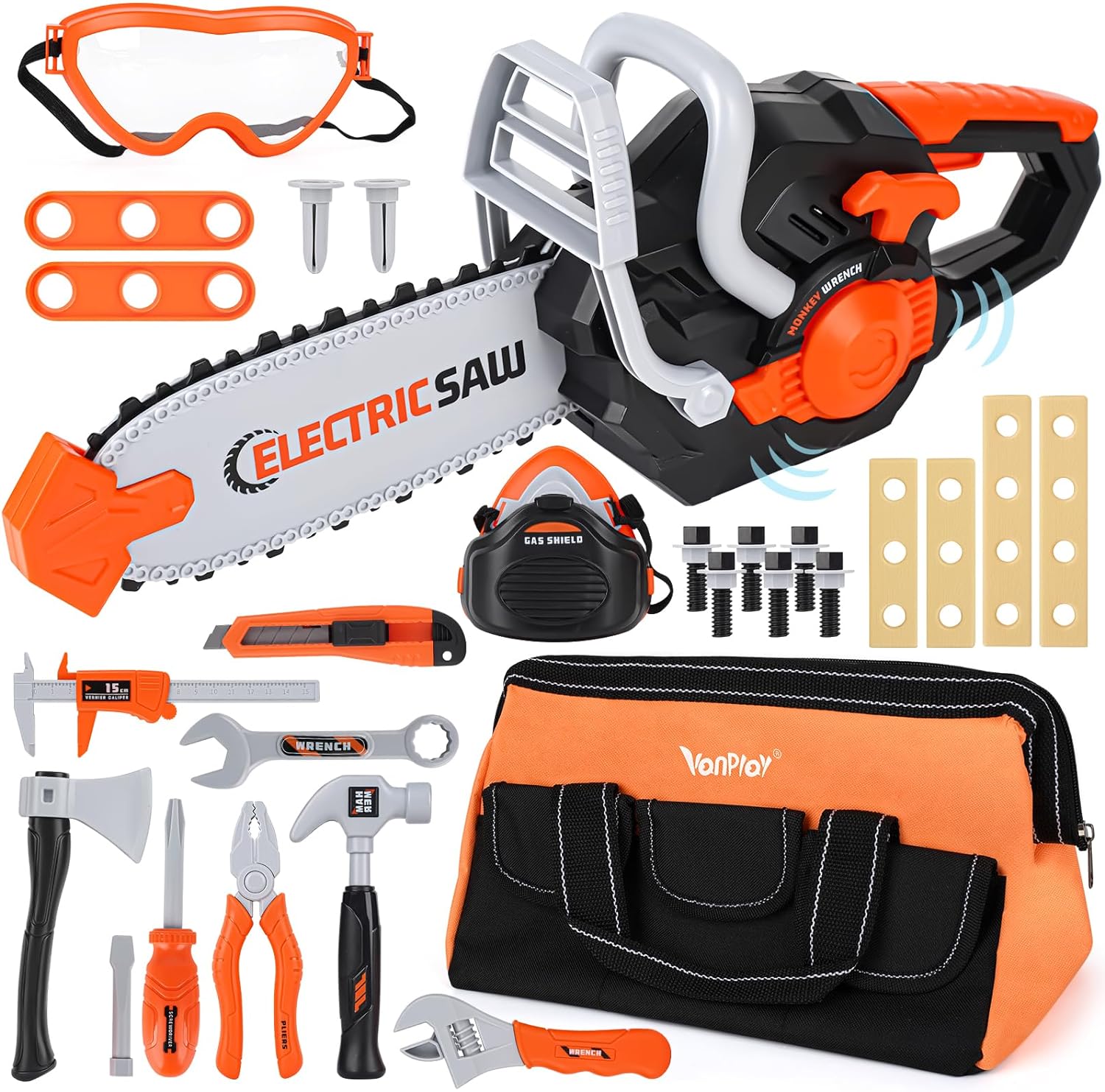 Vanplay Kids Toys Kids Tool Set Toy Chainsaw Pretend Play Tool Kit Bag Toys for...