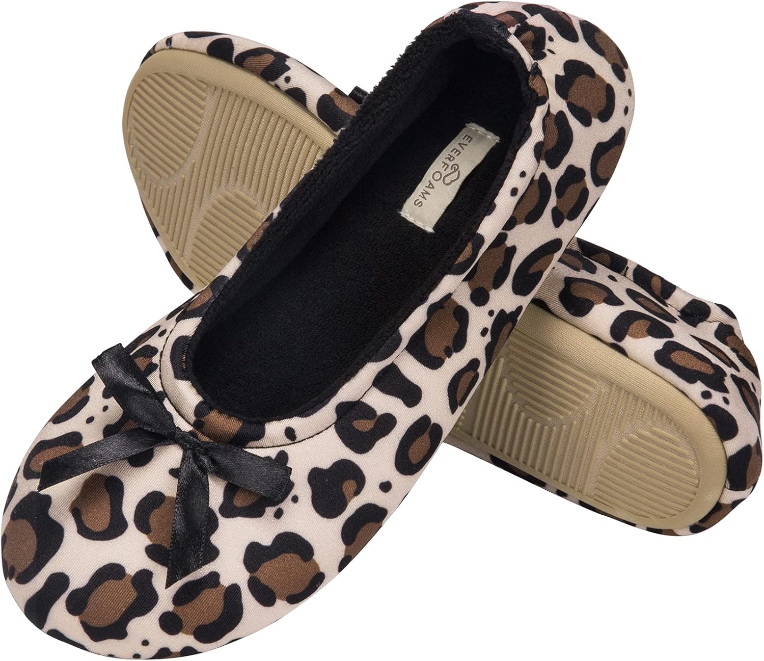 EverFoams Women's Ballerina Slippers Lightweight Comfy Memory Foam House Shoes w...