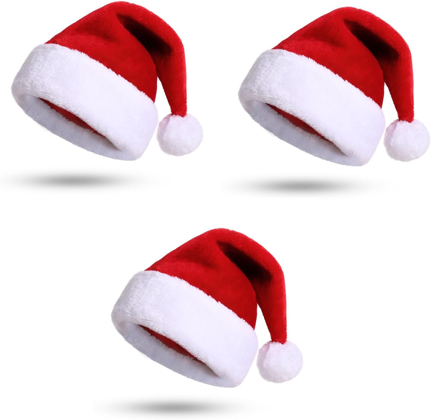 KONVINIT Xmas Hat Christmas Hat for Adult Deluxe Plush Santa Hat with a Faux Fur...