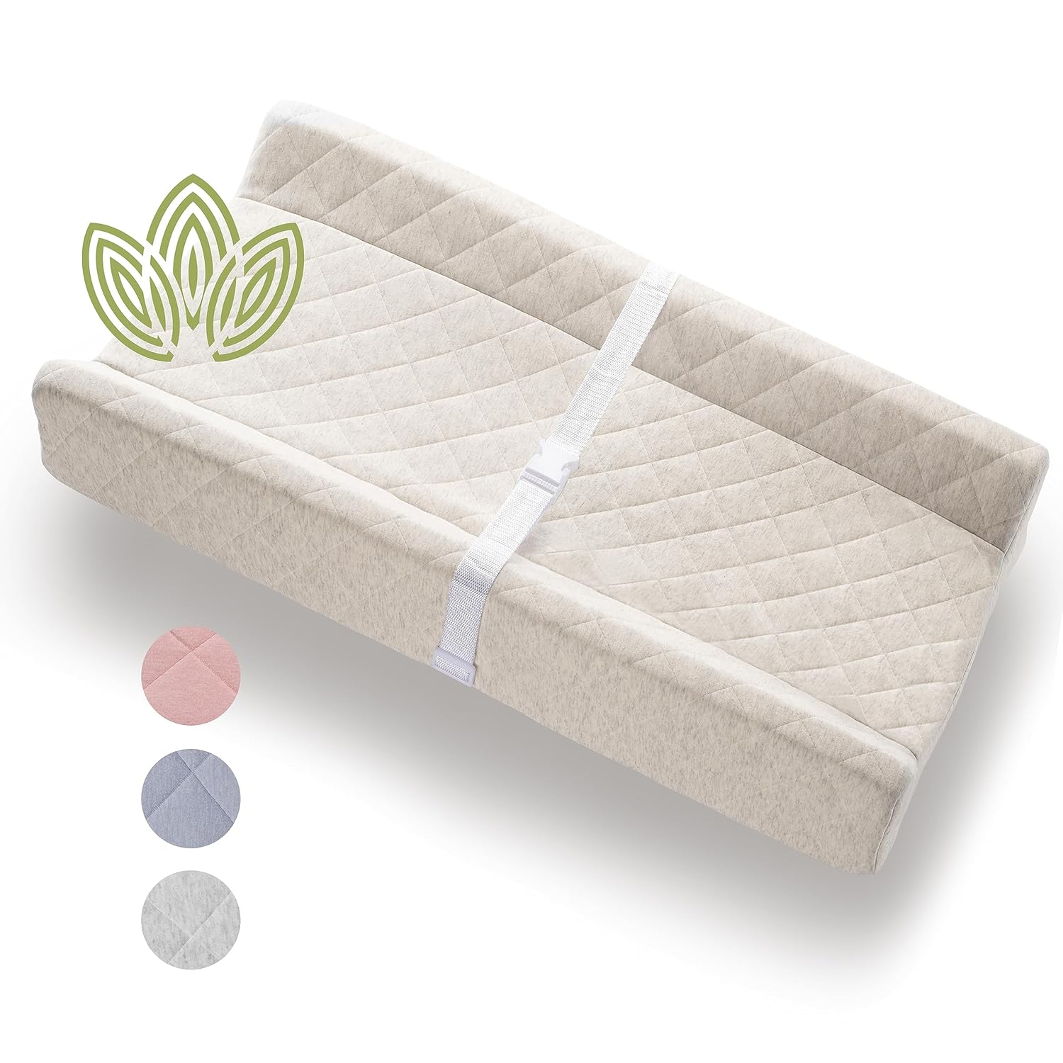 Organic Cotton Contoured Baby Changing Pad w/Waterproof Foam Mattress, Includes...