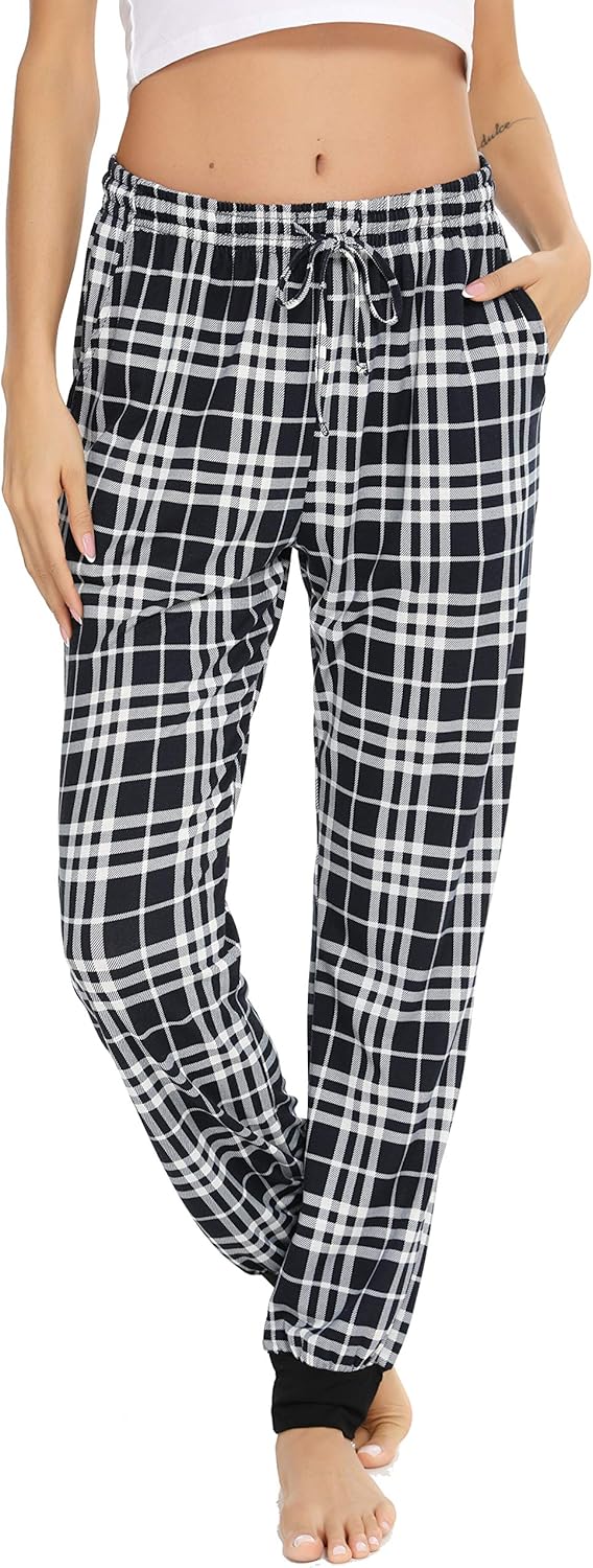 Vlazom Women’s Plaid Lounge Pants Comfy Pajama Bottoms Soft Warm Stretch Sleep P...