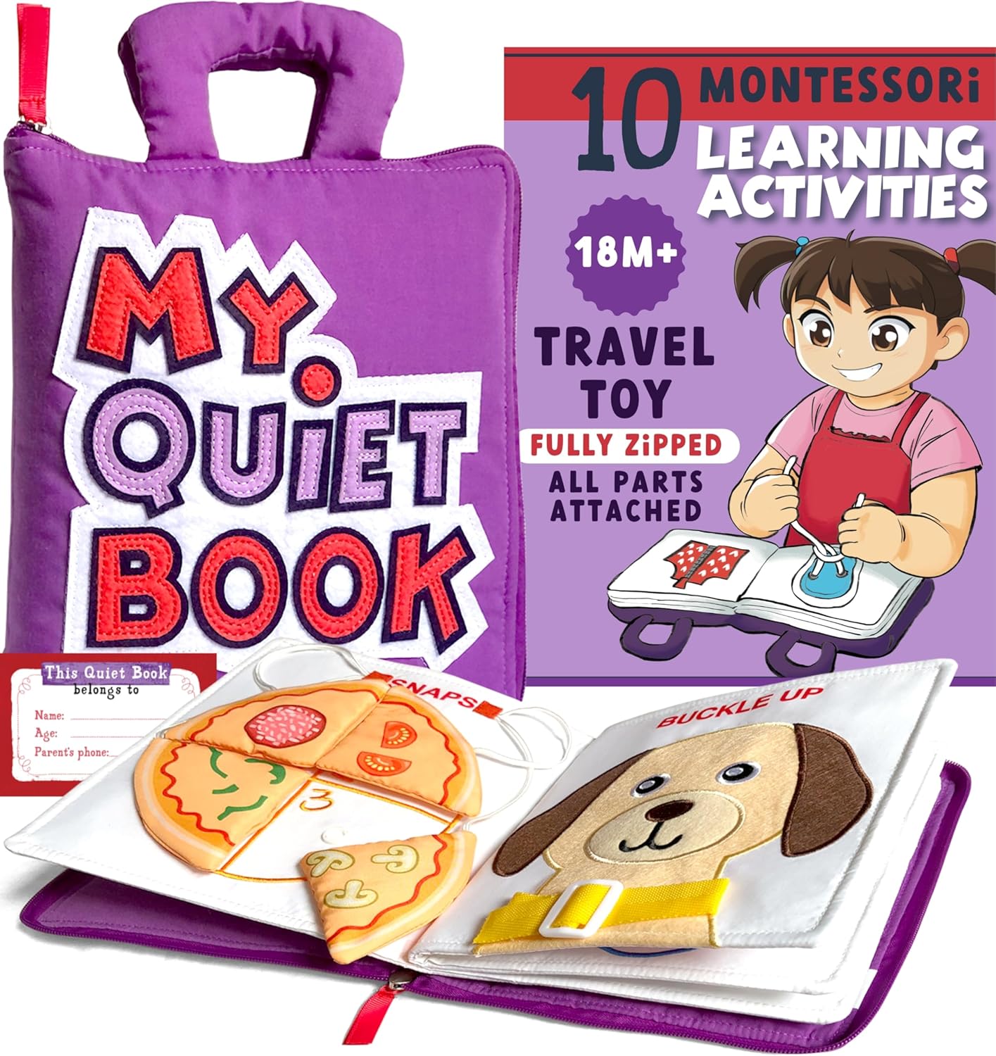 My Quiet Book - Busy Book for Toddlers 1-3 - Montessori Toys Busy Board, Toys Gi...