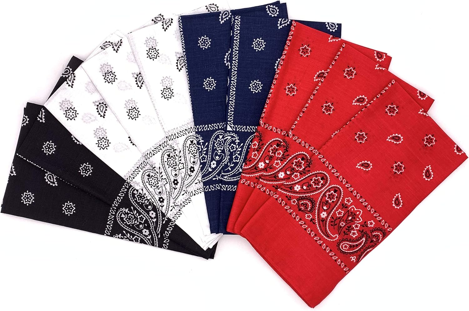 Vamqor 100% Cotton 10 Pack Fine Bandanas Basic Assorted