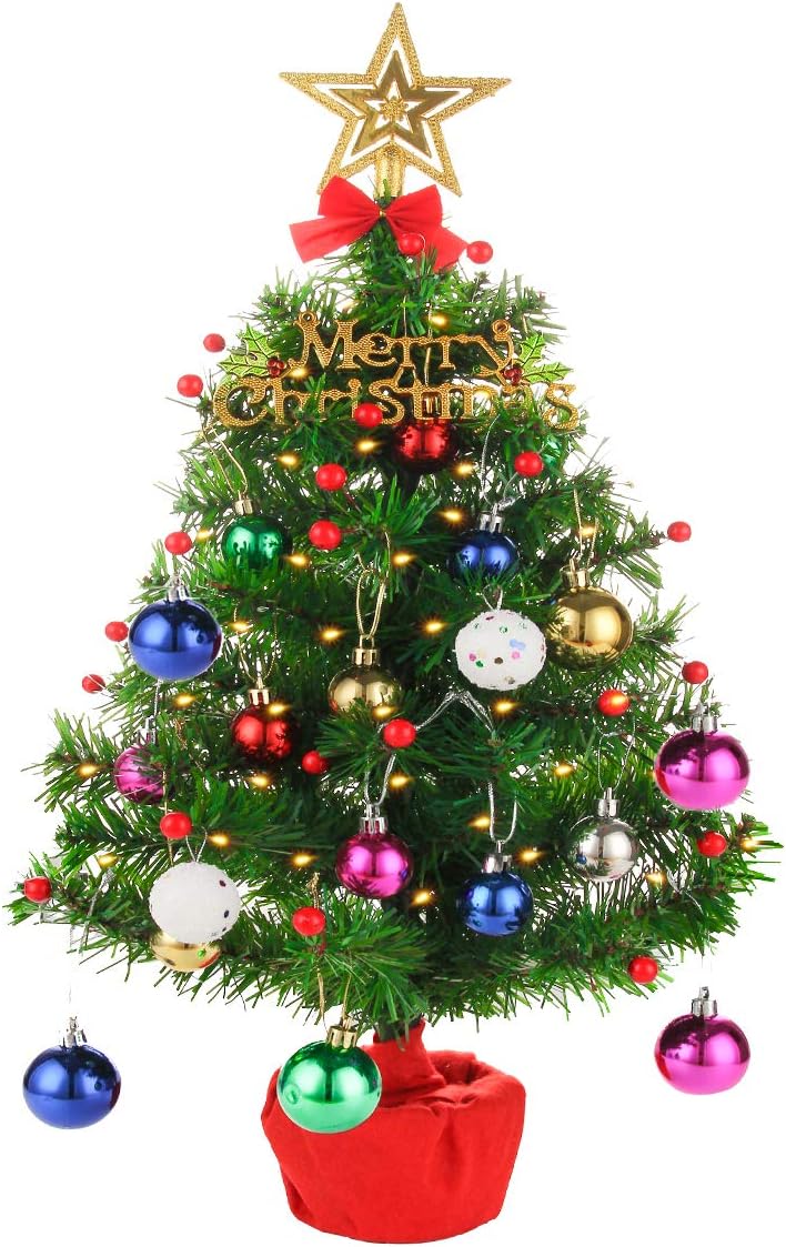 CORST Mini Artificial Christmas Tree 50cm Tabletop Small Christmas Tree Lighted...