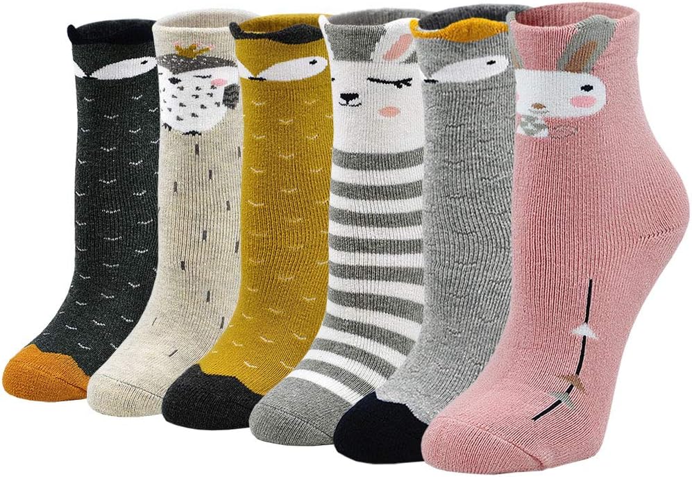 PUTUO Girls Kids Thermal Socks: Thick Winter Socks Girl Boys Warm Animal Funny N...