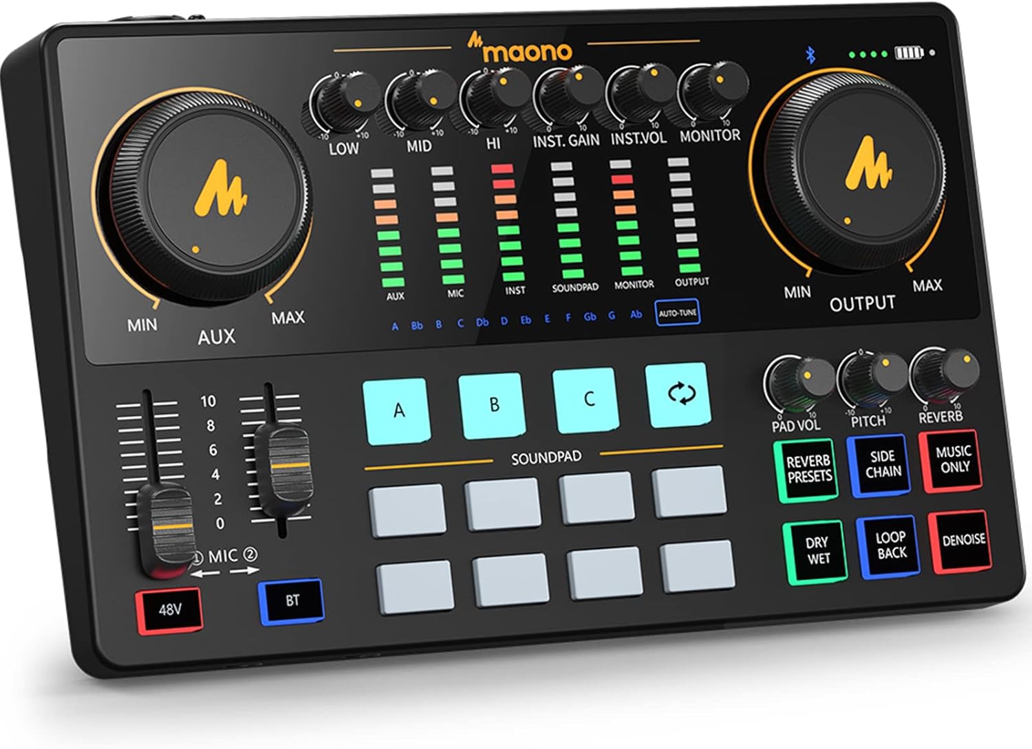 MAONO Audio Interface, MaonoCaster 10-Channel Podcast mixer with Pro-preamp, 48V...