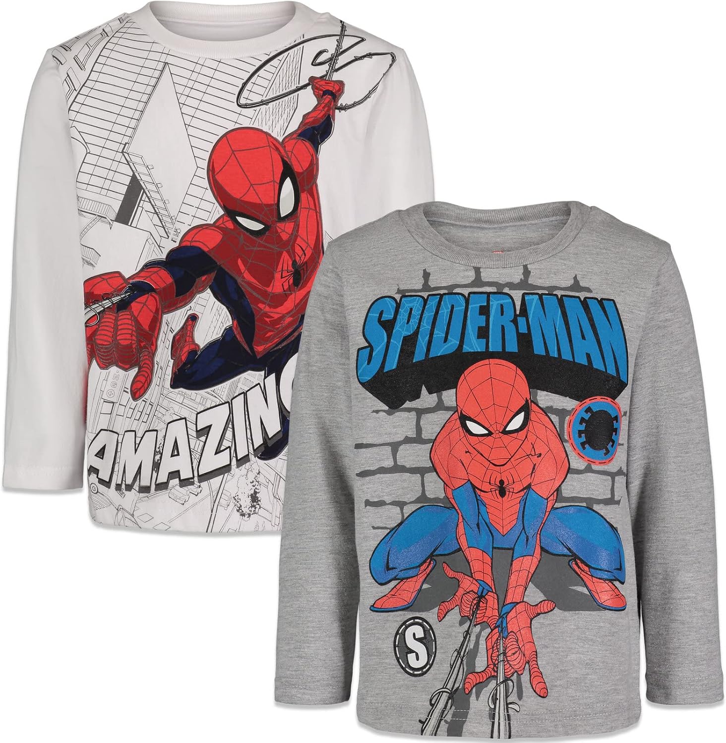 Marvel Spider-Man 2 Pack T-Shirts Toddler to Big Kid 5T Gray/White