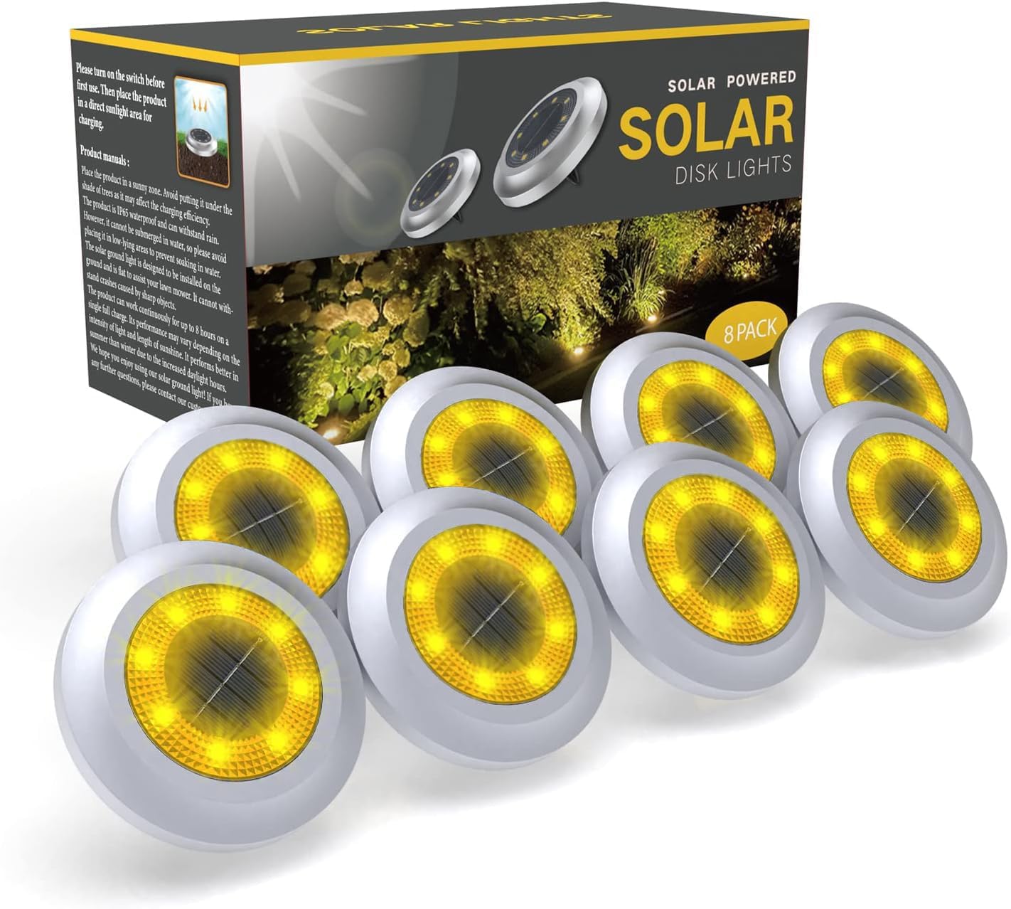 Torchtree 2023 Upgraded Solar Lights Outdoor Garden,Solar Ground Lights, Disk Li...