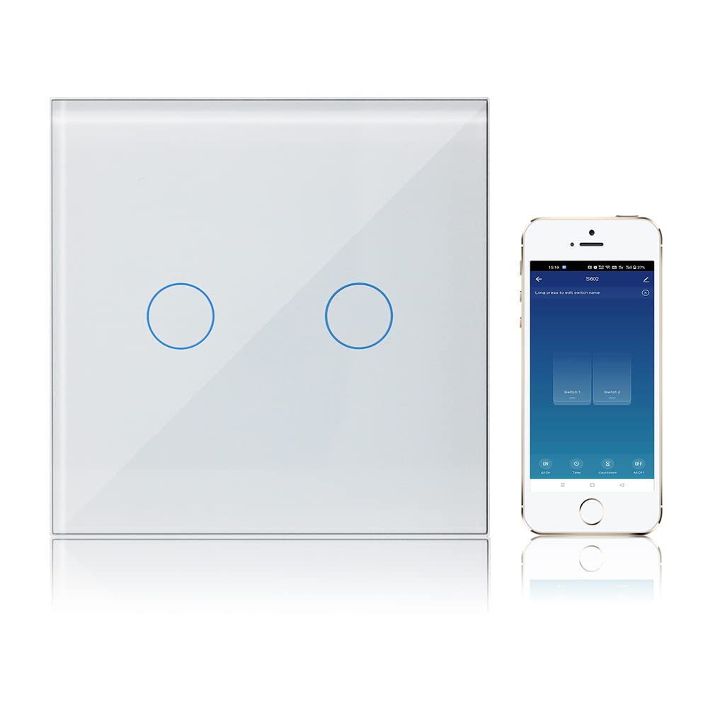 KETOTEK Smart Light Switch WiFi 2 Gang 1 Way Compatible with Alexa, Touch Light...