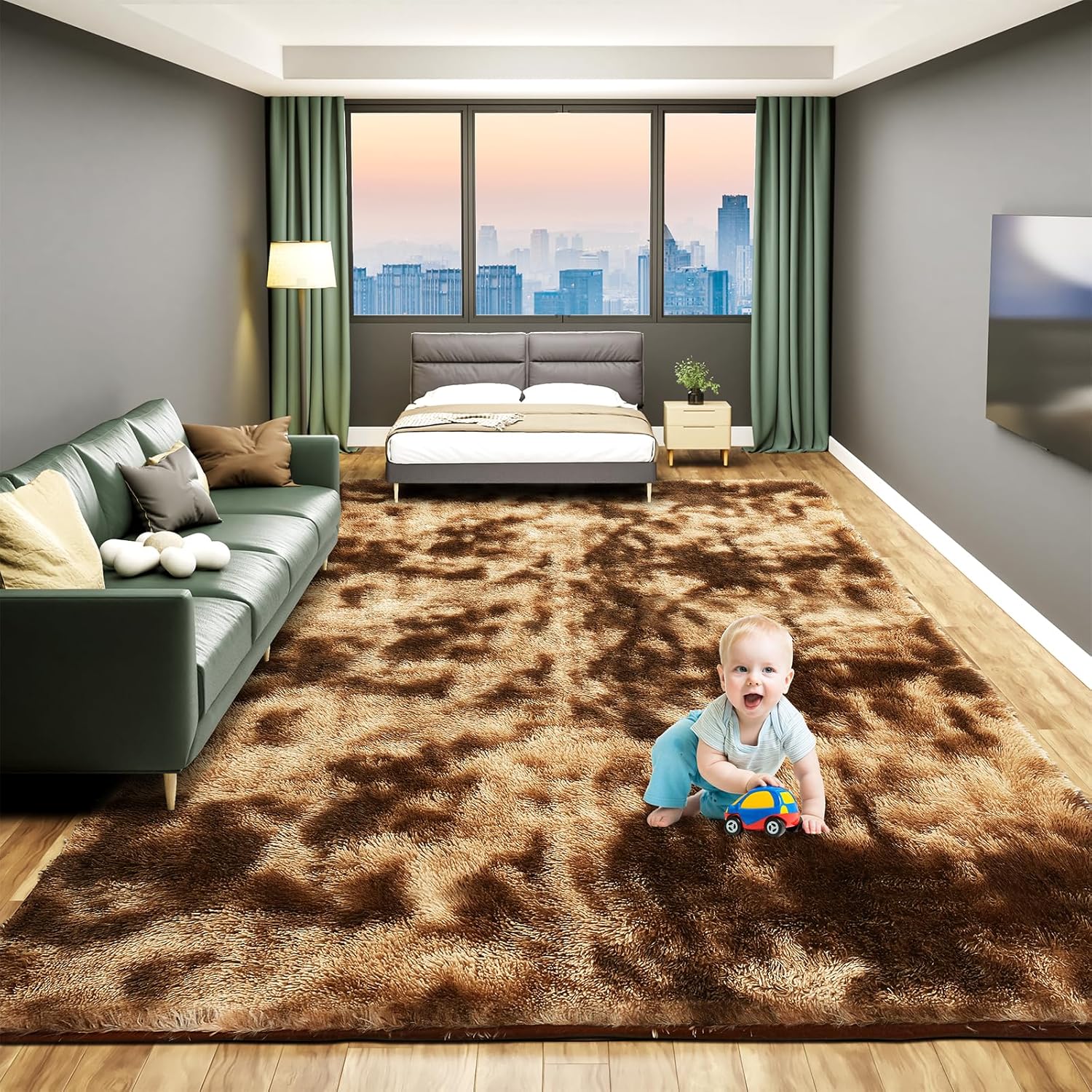 Fluffy Soft Area Rugs for Bedroom, 3x5 Indoor Modern Area Rugs Fluffy Living Roo...